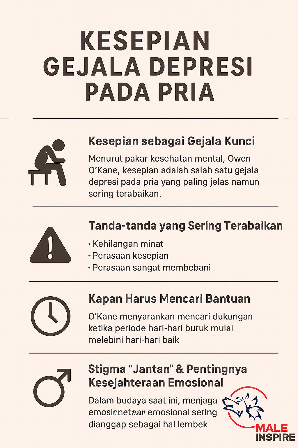 Infografis: Kesepian Adalah Tanda Bahaya Depresi pada Pria