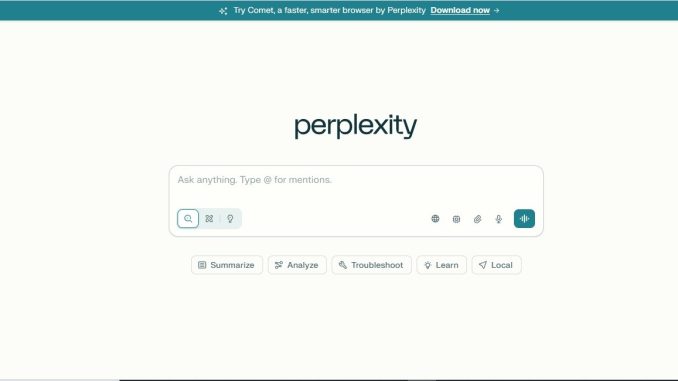 Tampilan Perplexity AI