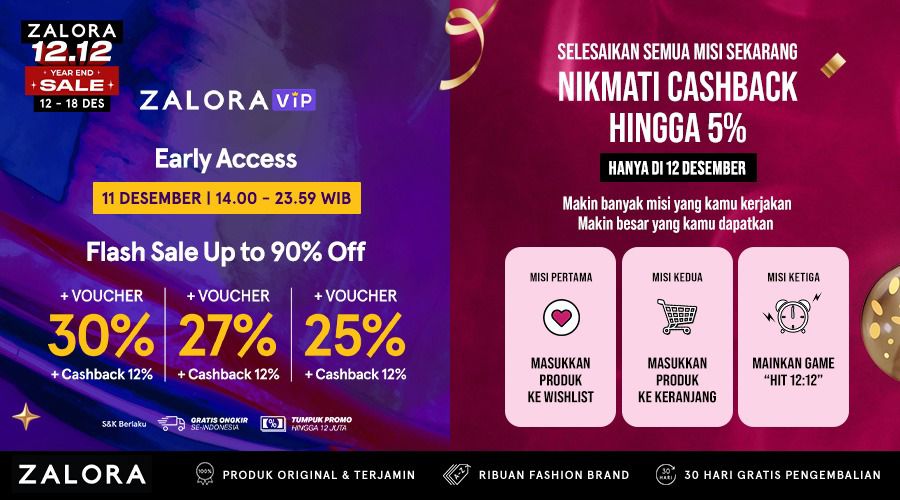 Diskon Agresif: ZALORA 12.12 Sale, Tawarkan Promo Hingga 90 Persen