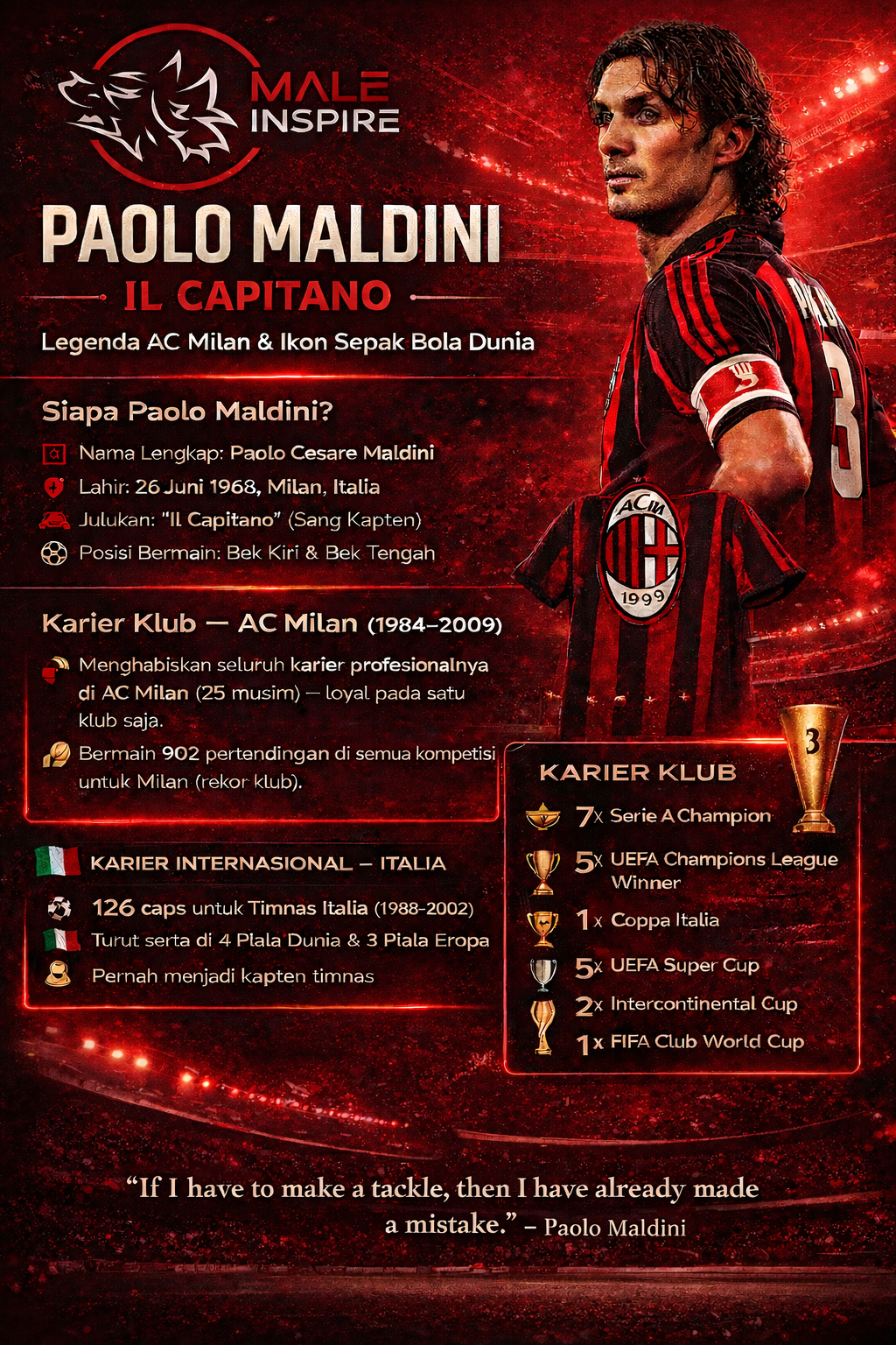 Infografis: Paolo Maldini, Il Capitano dan Maestro Pertahanan AC Milan